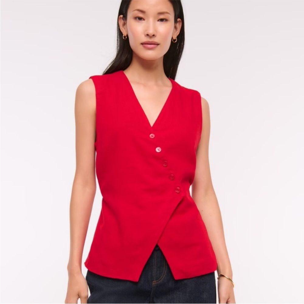 Abercrombie Asymmetrical Linen Blend Vest